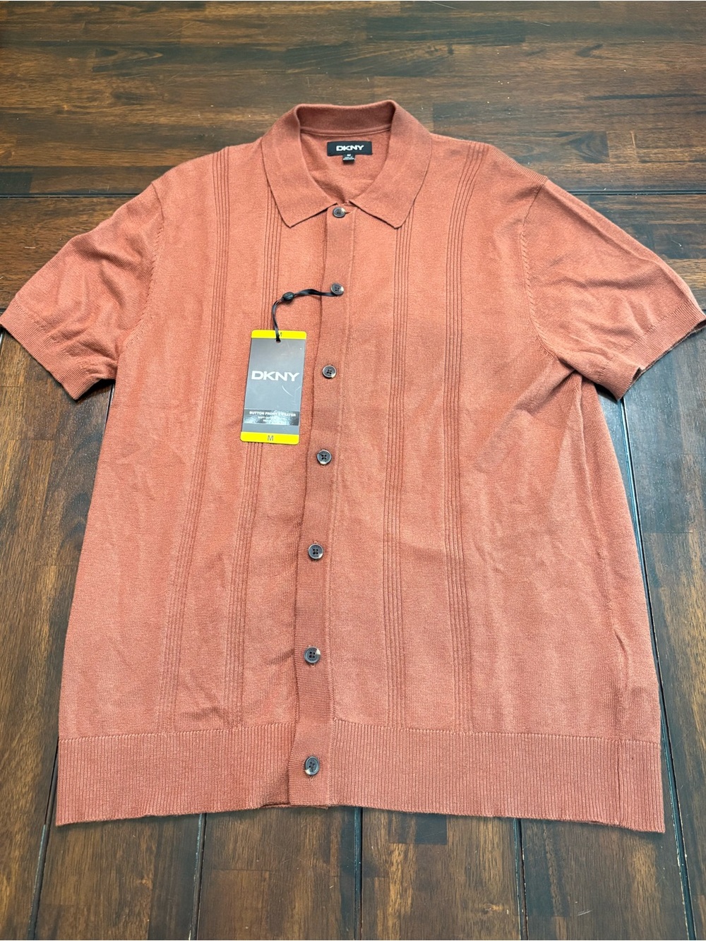 DKNY Men's Fall Short Sleeve Button Down Sweater Shirt